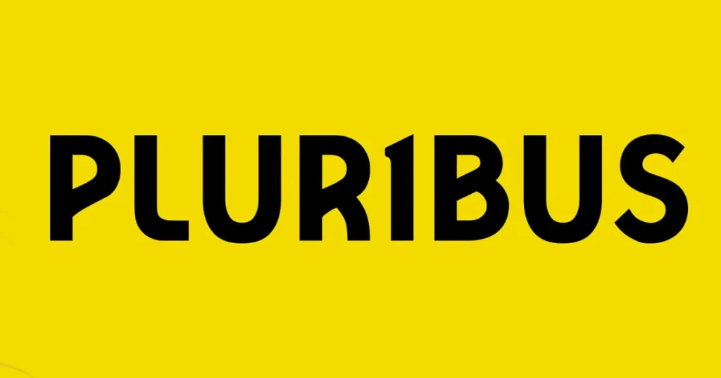Banner for "Pluribus," a high-concept sci-fi series in yellow, highlighting its struggle with ambitious themes.