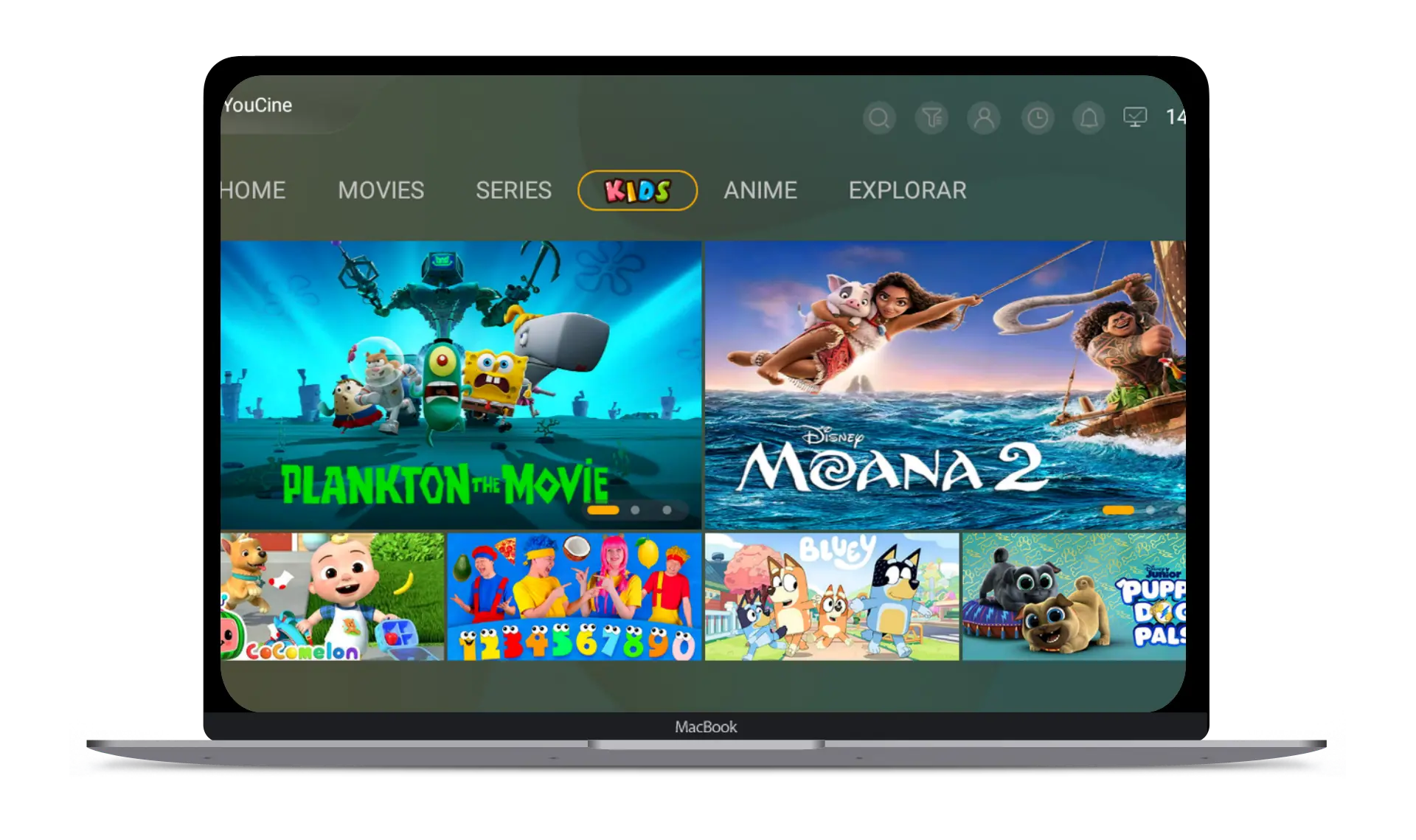 Screenshot of Youcine APK for PC, highlighting the user-friendly layout and streaming options available.